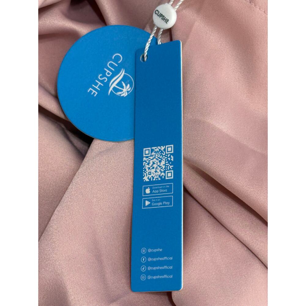 NWT Cupshe Pink Satin One Shoulder Flared Sleeves Cocktail Party Dress Size M - Picture 8 of 11